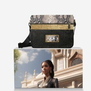 Tea Charm Couture Designer Luxury Italian Leather Messenger Bag | Snake Print |